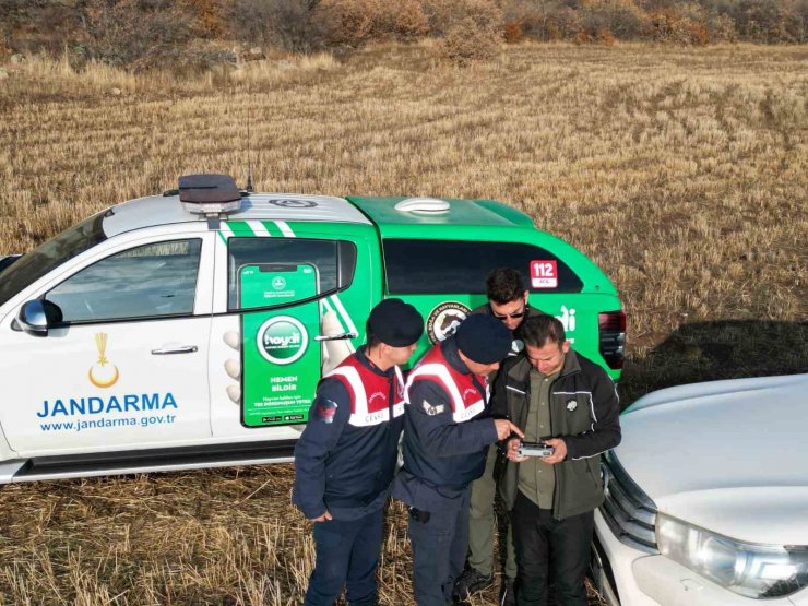 Aksaray jandarma dron ile kaçak avcı peşinde